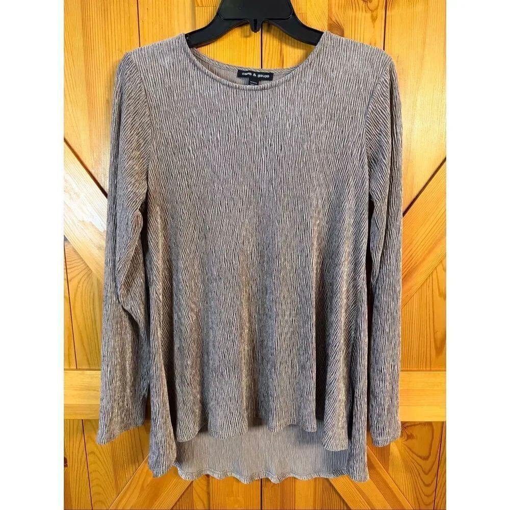 Cable & Gauge Women’s High Low Long Sleeve Textured Tunic Size Medium (6799)